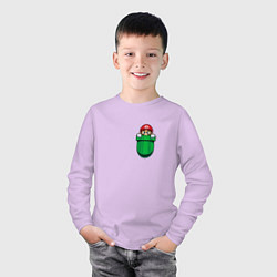 Лонгслив хлопковый детский Марио в кармане, цвет: лаванда — фото 2