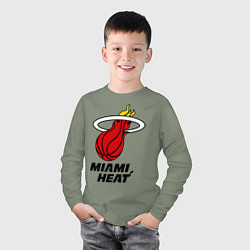 Лонгслив хлопковый детский Miami Heat-logo, цвет: авокадо — фото 2
