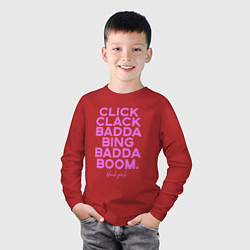 Лонгслив хлопковый детский Click Clack Black Pink, цвет: красный — фото 2