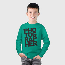Лонгслив хлопковый детский Фотограф, цвет: зеленый — фото 2