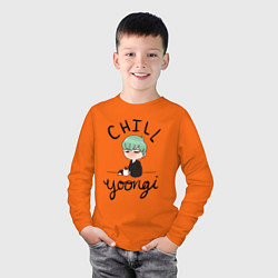 Лонгслив хлопковый детский Chill Yoongi, цвет: оранжевый — фото 2