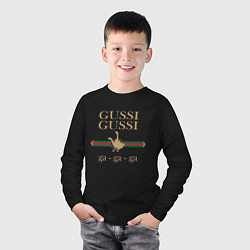 Лонгслив хлопковый детский GUSSI Ga-Style, цвет: черный — фото 2