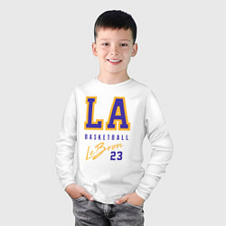 Лонгслив хлопковый детский Lebron 23: Los Angeles, цвет: белый — фото 2