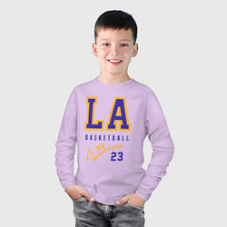 Лонгслив хлопковый детский Lebron 23: Los Angeles, цвет: лаванда — фото 2