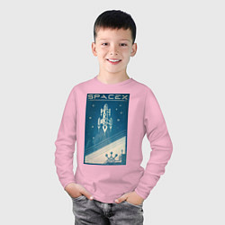Лонгслив хлопковый детский SpaceX: Space Ship, цвет: светло-розовый — фото 2