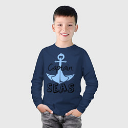 Лонгслив хлопковый детский Captain seas, цвет: тёмно-синий — фото 2
