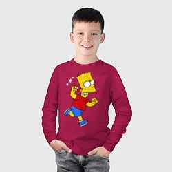 Лонгслив хлопковый детский Барт: бой без правил, цвет: маджента — фото 2
