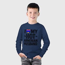 Лонгслив хлопковый детский Люблю моего армянского мужа, цвет: тёмно-синий — фото 2