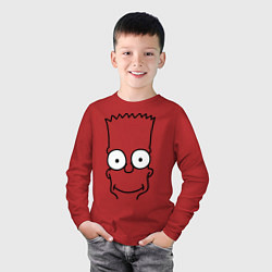 Лонгслив хлопковый детский Bart Face, цвет: красный — фото 2