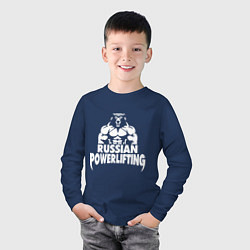 Лонгслив хлопковый детский Russian powerlifting, цвет: тёмно-синий — фото 2