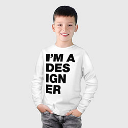 Лонгслив хлопковый детский I am a designer, цвет: белый — фото 2