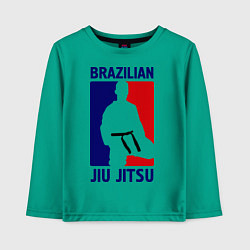 Лонгслив хлопковый детский Brazilian Jiu jitsu, цвет: зеленый