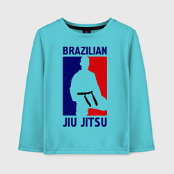 Лонгслив хлопковый детский Brazilian Jiu jitsu, цвет: бирюзовый