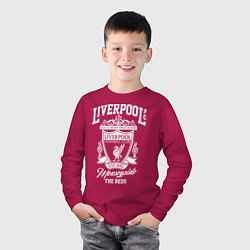 Лонгслив хлопковый детский Liverpool: Est 1892, цвет: маджента — фото 2