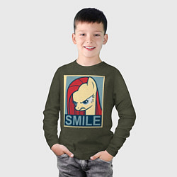 Лонгслив хлопковый детский MLP: Smile, цвет: меланж-хаки — фото 2