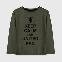 Лонгслив хлопковый детский Keep Calm & United fan, цвет: меланж-хаки