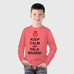 Лонгслив хлопковый детский Keep Calm & Hala Madrid, цвет: коралловый — фото 2