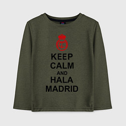 Лонгслив хлопковый детский Keep Calm & Hala Madrid, цвет: меланж-хаки