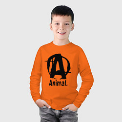 Лонгслив хлопковый детский Animal Logo, цвет: оранжевый — фото 2