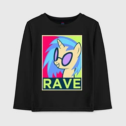 Лонгслив хлопковый детский DJ Pon-3 RAVE, цвет: черный