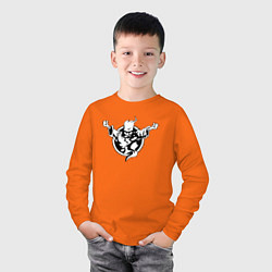 Лонгслив хлопковый детский Thunderdome logo, цвет: оранжевый — фото 2