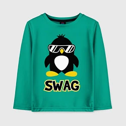 Лонгслив хлопковый детский SWAG Penguin, цвет: зеленый