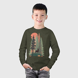 Лонгслив хлопковый детский Forest Adventure, цвет: меланж-хаки — фото 2