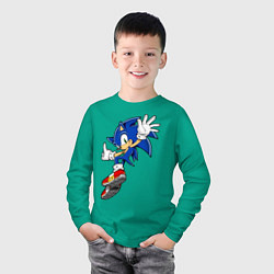 Лонгслив хлопковый детский Sonic, цвет: зеленый — фото 2