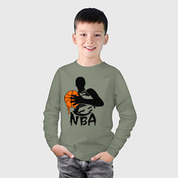 Лонгслив хлопковый детский NBA, цвет: авокадо — фото 2