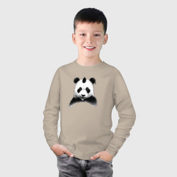 Лонгслив хлопковый детский Панда Панк, цвет: миндальный — фото 2