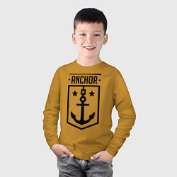 Лонгслив хлопковый детский Anchor Shield, цвет: горчичный — фото 2