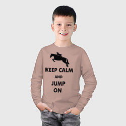Лонгслив хлопковый детский Keep Calm & Jump On, цвет: пыльно-розовый — фото 2