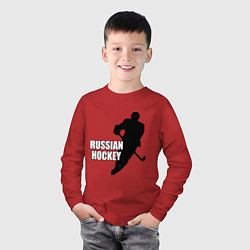 Лонгслив хлопковый детский Russian Red Hockey цвета красный — фото 2