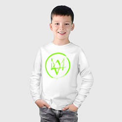 Лонгслив хлопковый детский Watch Dogs: Green Logo, цвет: белый — фото 2