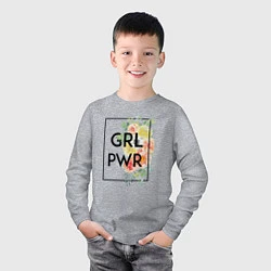 Лонгслив хлопковый детский GRL PWR, цвет: меланж — фото 2