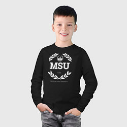 Лонгслив хлопковый детский MSU, цвет: черный — фото 2
