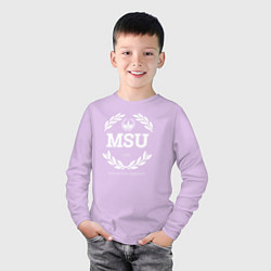 Лонгслив хлопковый детский MSU, цвет: лаванда — фото 2