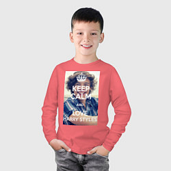 Лонгслив хлопковый детский Keep Calm & Love Harry Styles, цвет: коралловый — фото 2