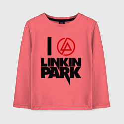 Лонгслив хлопковый детский I love Linkin Park, цвет: коралловый