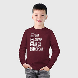 Лонгслив хлопковый детский Eat, Sleep, Apex, Repeat, цвет: меланж-бордовый — фото 2