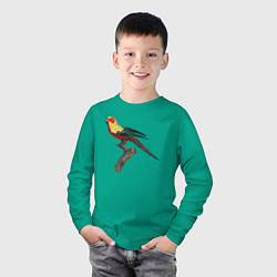 Лонгслив хлопковый детский Попугай аратинга, цвет: зеленый — фото 2