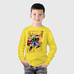 Лонгслив хлопковый детский Thor цвета желтый — фото 2