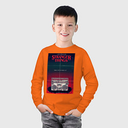 Лонгслив хлопковый детский Название и магнитофон, цвет: оранжевый — фото 2