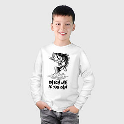 Лонгслив хлопковый детский Catch me if you can, цвет: белый — фото 2