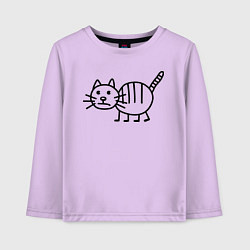 Лонгслив хлопковый детский Рисунок кота цвета лаванда — фото 1