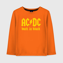 Лонгслив хлопковый детский ACDC BACK IN BLACK, цвет: оранжевый
