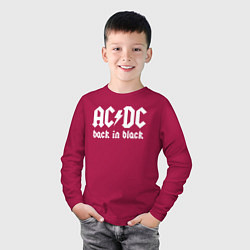Лонгслив хлопковый детский ACDC BACK IN BLACK, цвет: маджента — фото 2