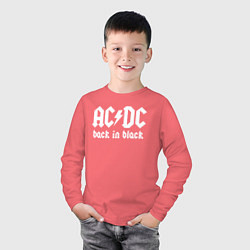 Лонгслив хлопковый детский ACDC BACK IN BLACK, цвет: коралловый — фото 2