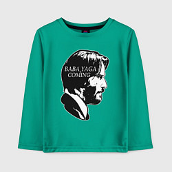 Лонгслив хлопковый детский Baba Yaga is Coming, цвет: зеленый
