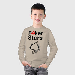 Лонгслив хлопковый детский Poker Stars, цвет: миндальный — фото 2